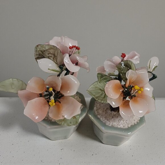 🌸Vintage Chinoiserie Glass Flower Bonsai Set (2)🌸 - Picture 16 of 16